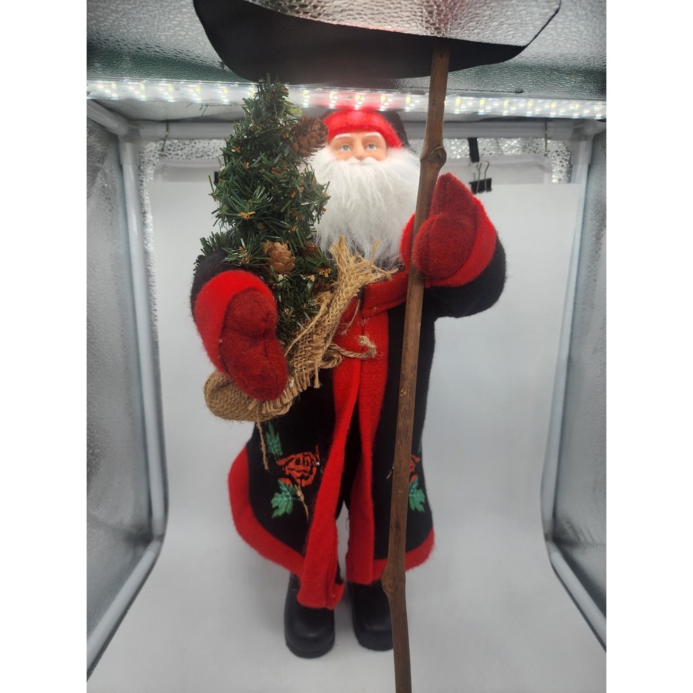 Santa's Workshop 16 Inch Santa Figurine Cardinal Embroidery Staff